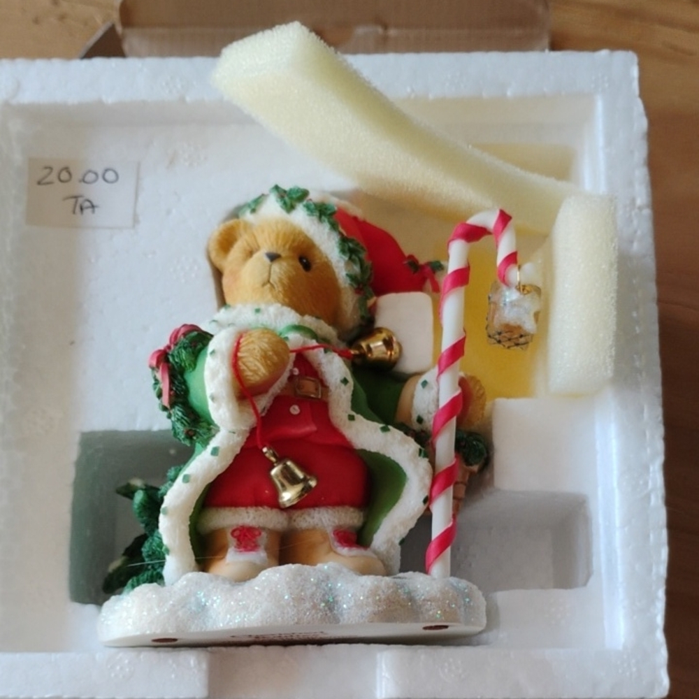 Cherished Teddies Christmas Bear with Candy Cane - Red, Green, White